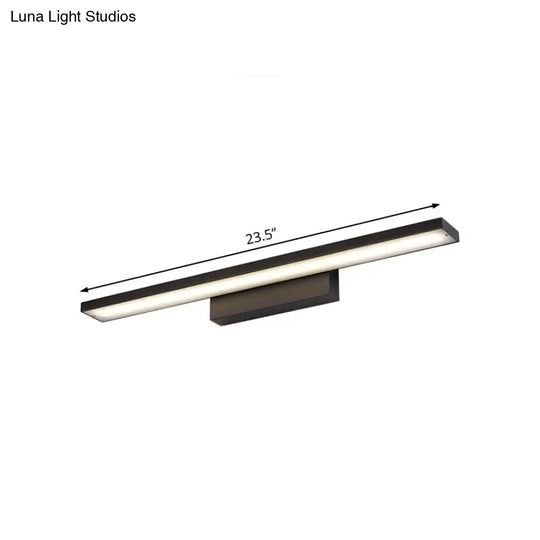 Sleek Black/White Vanity Lamp W/ Rectangular Shade & Led Acrylic Wall Light - 16/23.5 Simplistic