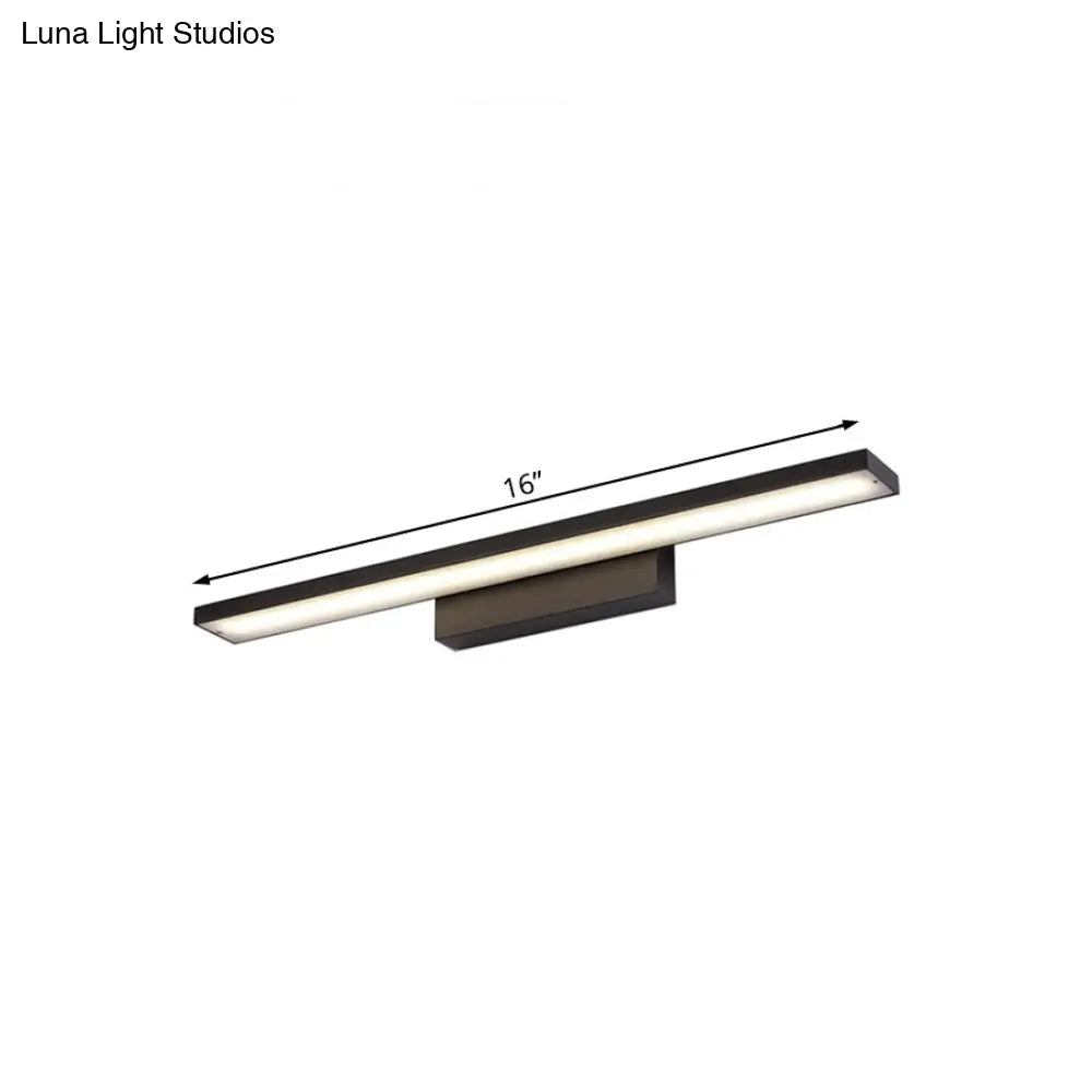 Sleek Black/White Vanity Lamp W/ Rectangular Shade & Led Acrylic Wall Light - 16/23.5 Simplistic