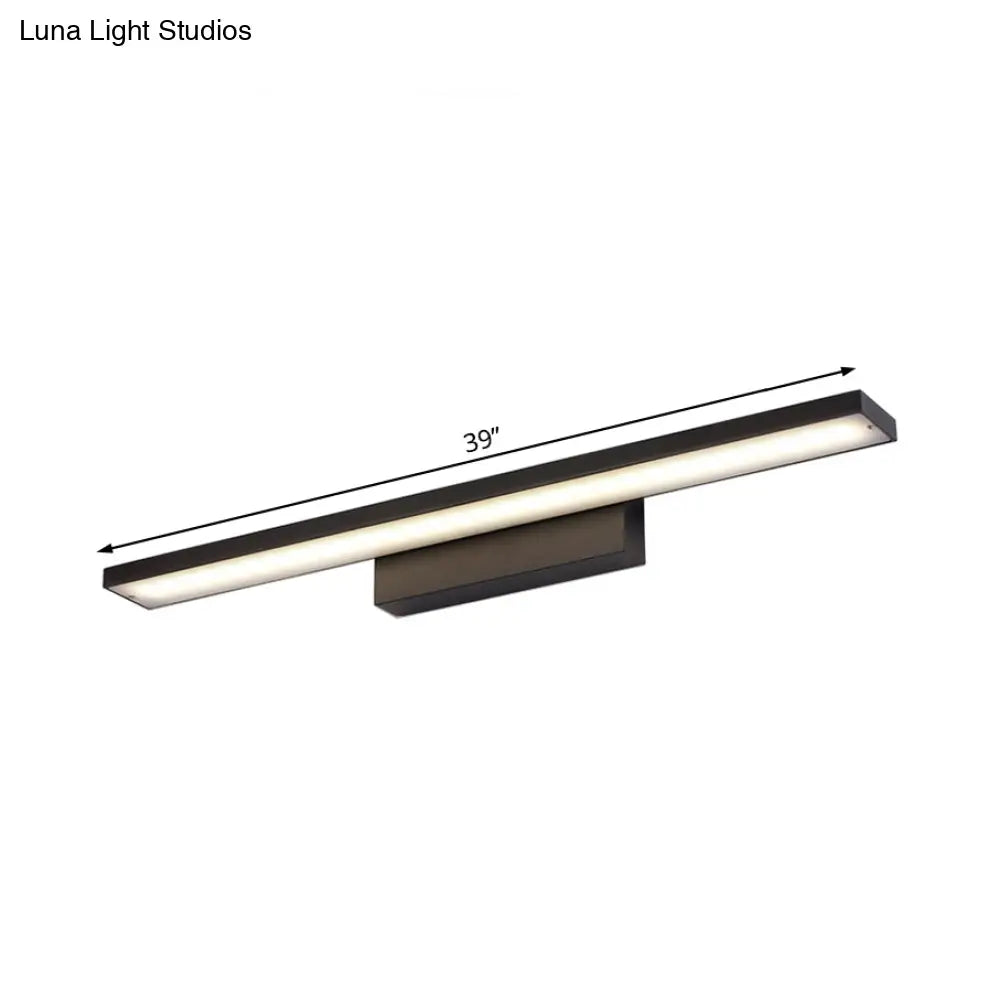 Sleek Black/White Vanity Lamp W/ Rectangular Shade & Led Acrylic Wall Light - 16/23.5 Simplistic