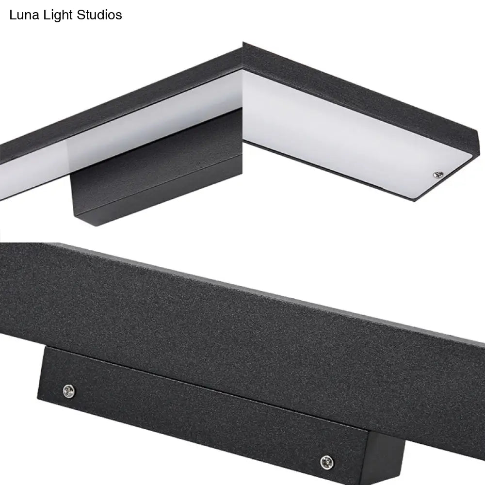 Sleek Black/White Vanity Lamp W/ Rectangular Shade & Led Acrylic Wall Light - 16/23.5 Simplistic