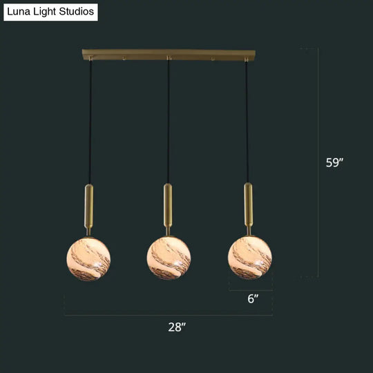 Sleek Brass Ball Pendant Light For Open Kitchen Simplicity Glass Ceiling Fixture 3 / Tan