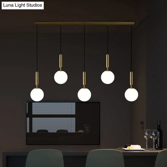 Sleek Brass Ball Pendant Light For Open Kitchen - Simplicity Glass Ceiling Fixture