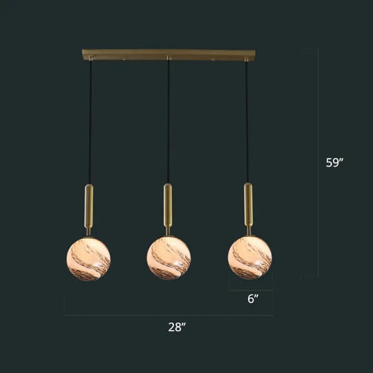 Sleek Brass Ball Pendant Light For Open Kitchen - Simplicity Glass Ceiling Fixture 3 / Tan