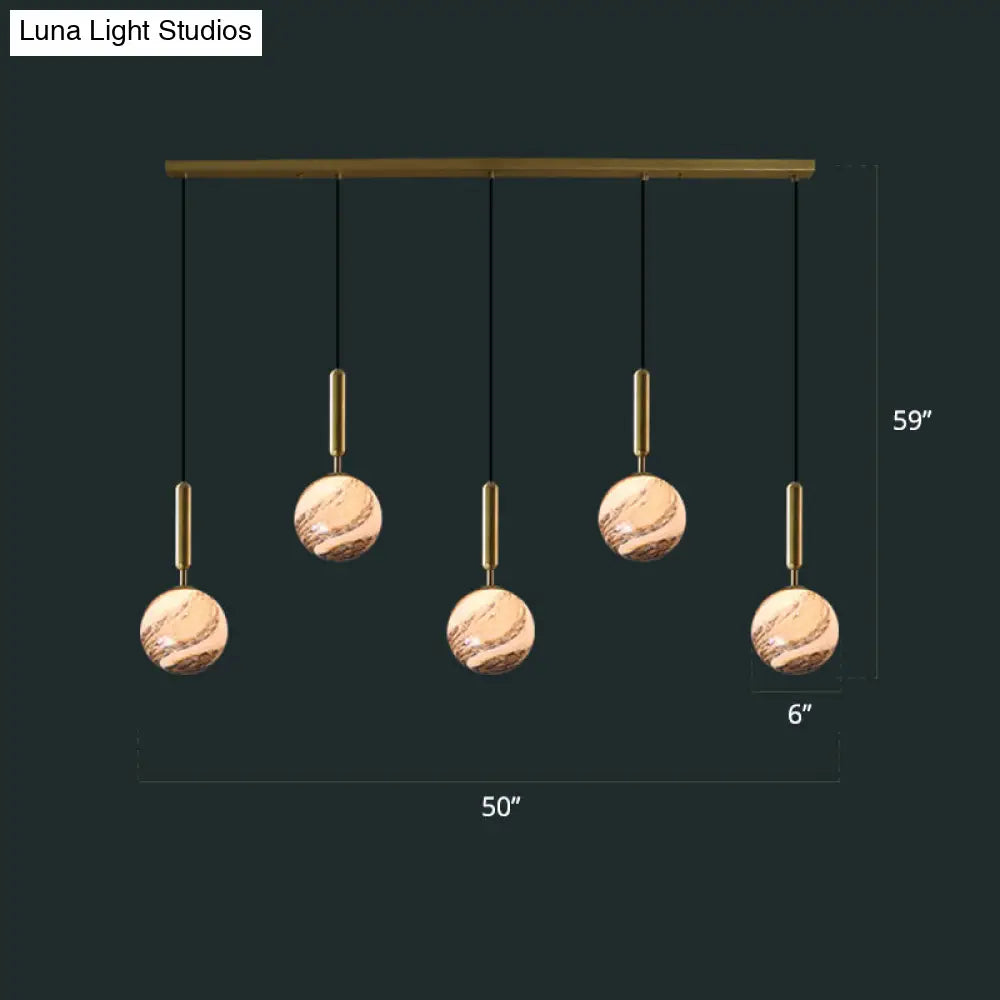 Sleek Brass Ball Pendant Light For Open Kitchen Simplicity Glass Ceiling Fixture 5 / Tan