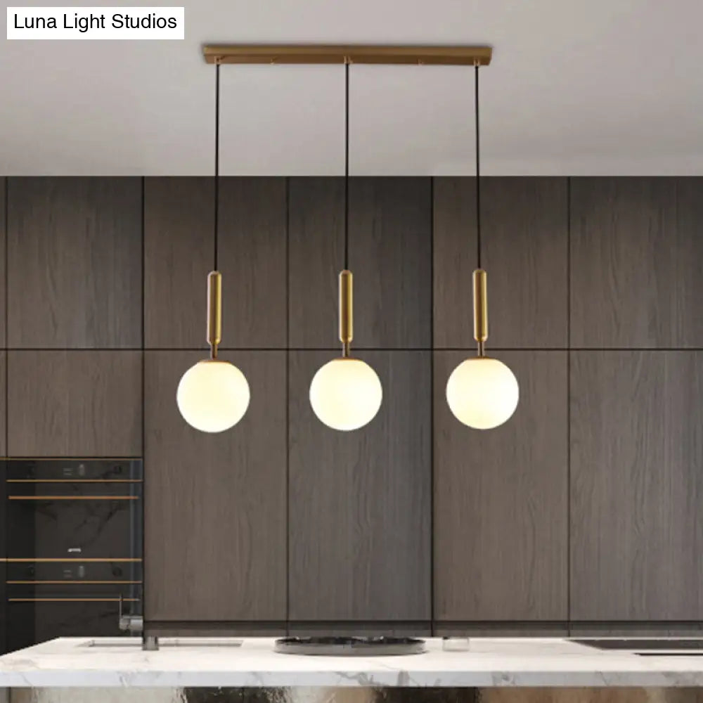 Sleek Brass Ball Pendant Light For Open Kitchen Simplicity Glass Ceiling Fixture 3 / White