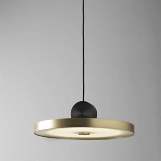 Sleek Brass Geometric Ceiling Light With 1 Bulb – Modern Suspension Lamp For Dining Room Décor / 16’