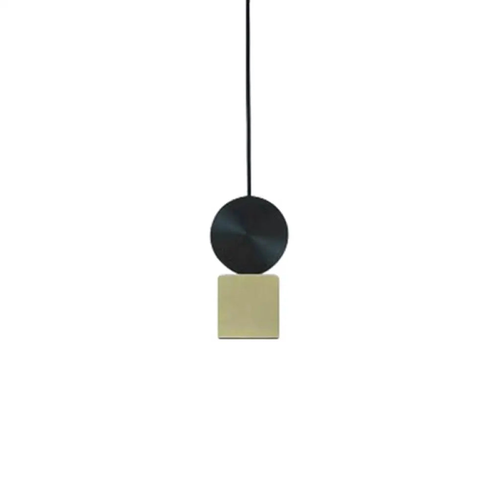 Sleek Brass Geometric Ceiling Light With 1 Bulb – Modern Suspension Lamp For Dining Room Décor / 3’