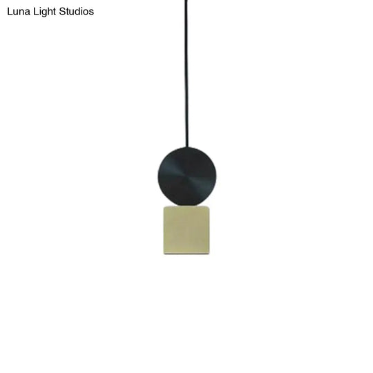 Sleek Brass Geometric Pendant Light With 1 Bulb For Dining Room Ceiling Suspension Lamp / 3