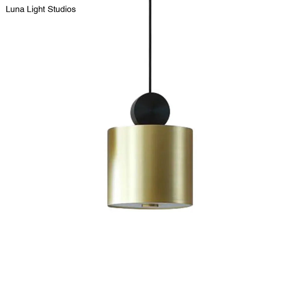 Sleek Brass Geometric Pendant Light With 1 Bulb For Dining Room Ceiling Suspension Lamp