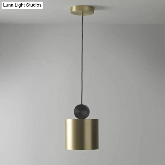 Sleek Brass Geometric Pendant Light With 1 Bulb For Dining Room Ceiling Suspension Lamp / 9.5