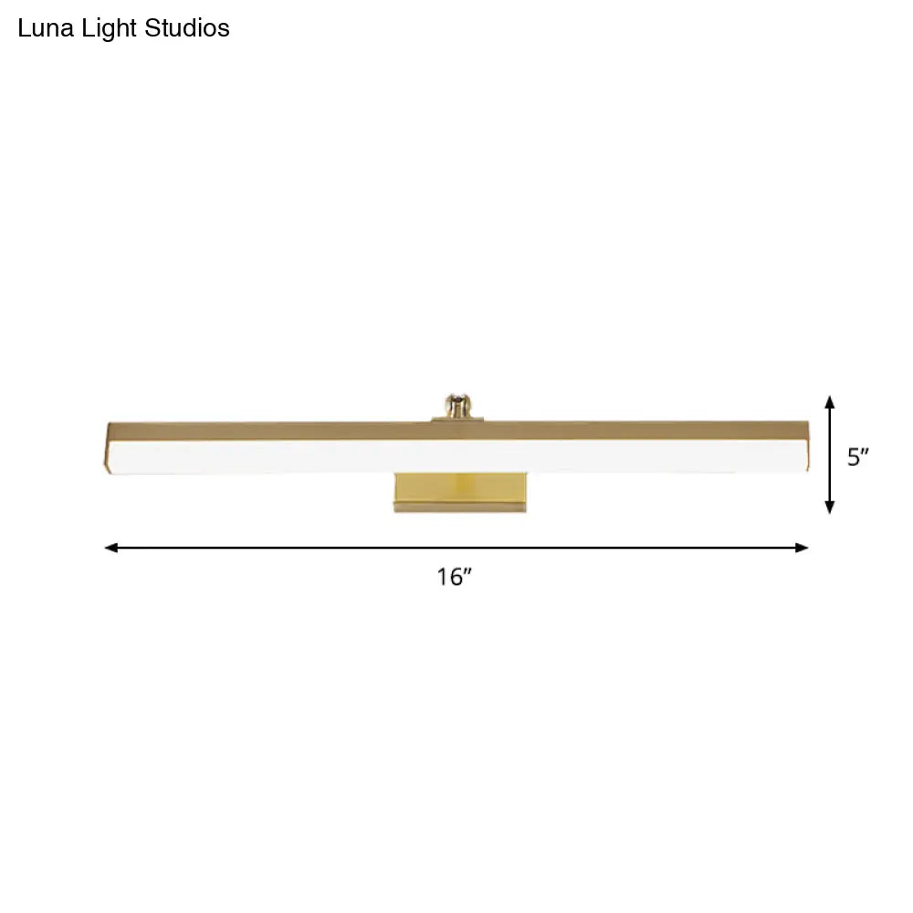 Sleek Brass Led Wall Mounted Vanity Light Fixture