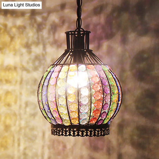 Sleek Bronze Pendant Light With Sphere Design - Elegant Hanging Fixture For Restaurant Ambiance