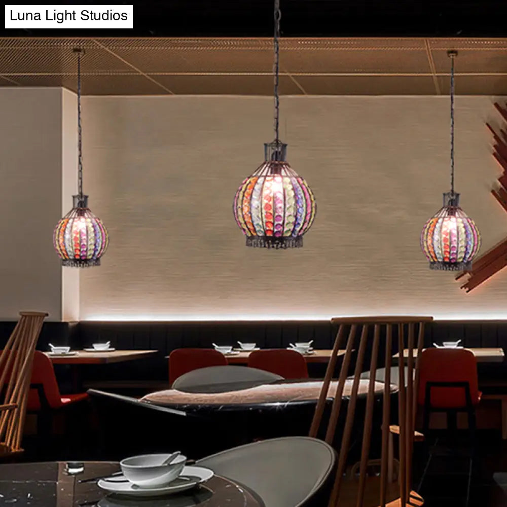 Sleek Bronze Pendant Light With Sphere Design - Elegant Hanging Fixture For Restaurant Ambiance