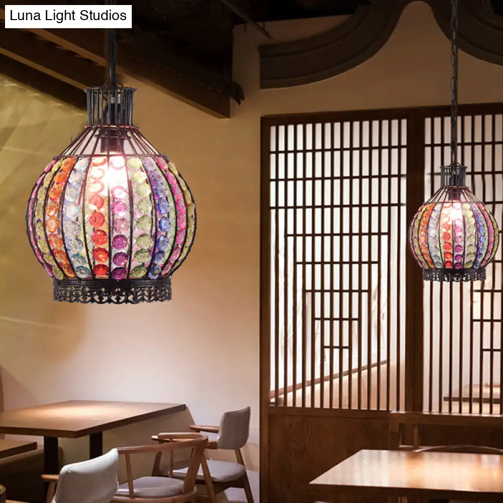 Sleek Bronze Pendant Light With Sphere Design - Elegant Hanging Fixture For Restaurant Ambiance