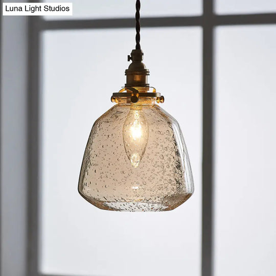 Sleek Bubbled Glass Pendant Light With Tapered Design - Perfect For Restaurants 1-Bulb Fixture