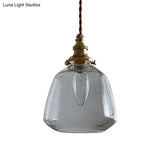 Simplicity Tapered Bubbled Glass Pendant Light - 1-Bulb Restaurant Fixture