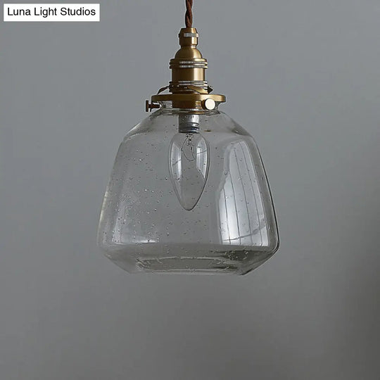 Simplicity Tapered Bubbled Glass Pendant Light - 1-Bulb Restaurant Fixture Clear