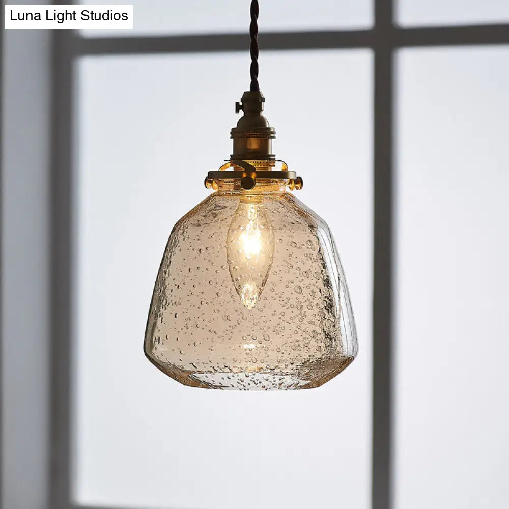 Simplicity Tapered Bubbled Glass Pendant Light - 1-Bulb Restaurant Fixture