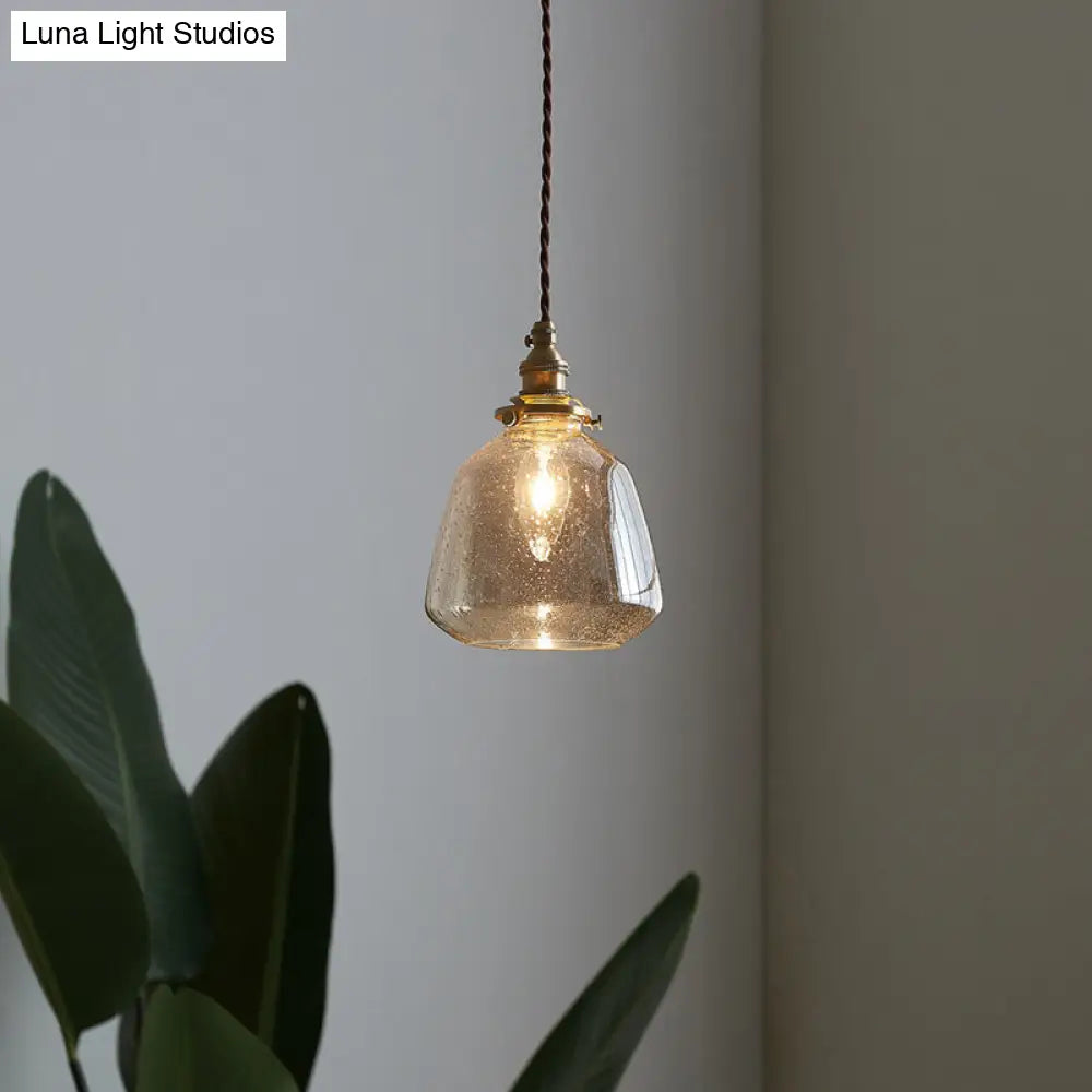 Sleek Bubbled Glass Pendant Light With Tapered Design - Perfect For Restaurants 1-Bulb Fixture
