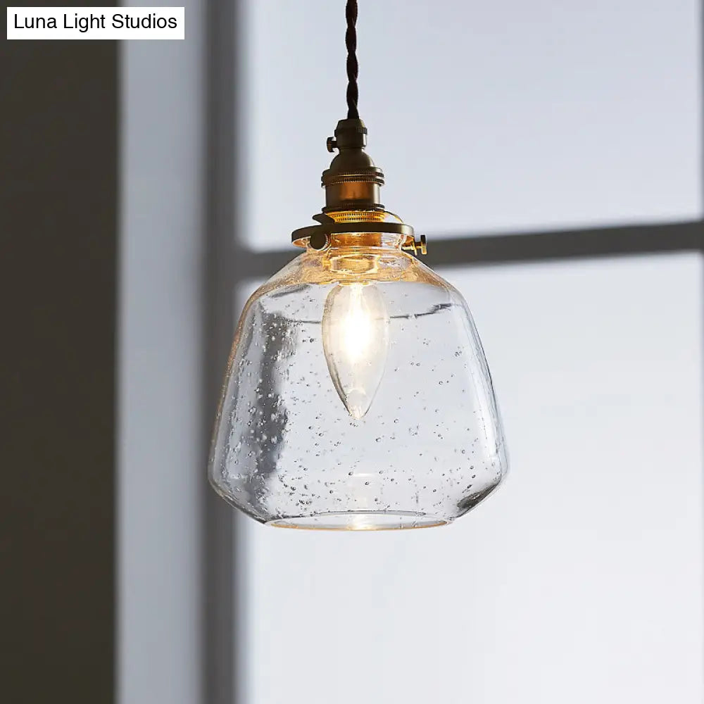 Sleek Bubbled Glass Pendant Light With Tapered Design - Perfect For Restaurants 1-Bulb Fixture