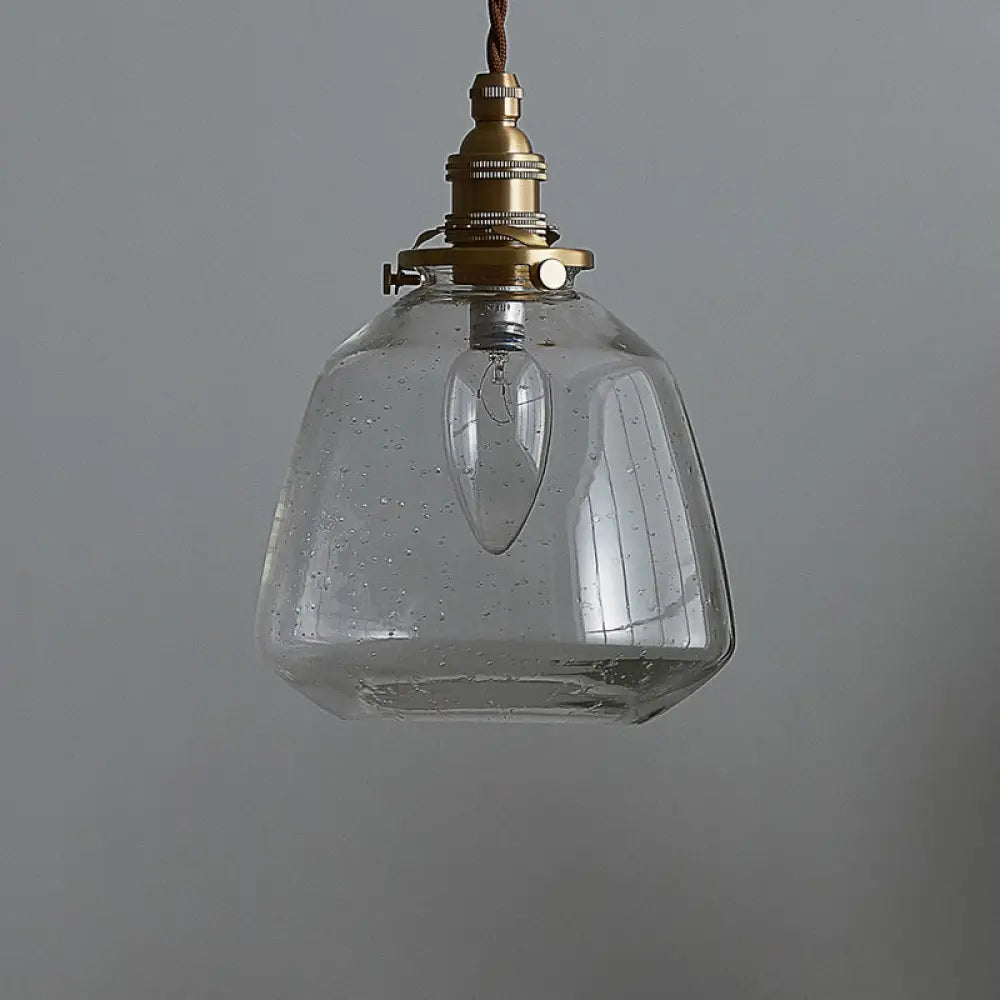 Sleek Bubbled Glass Pendant Light With Tapered Design - Perfect For Restaurants 1-Bulb Fixture Clear