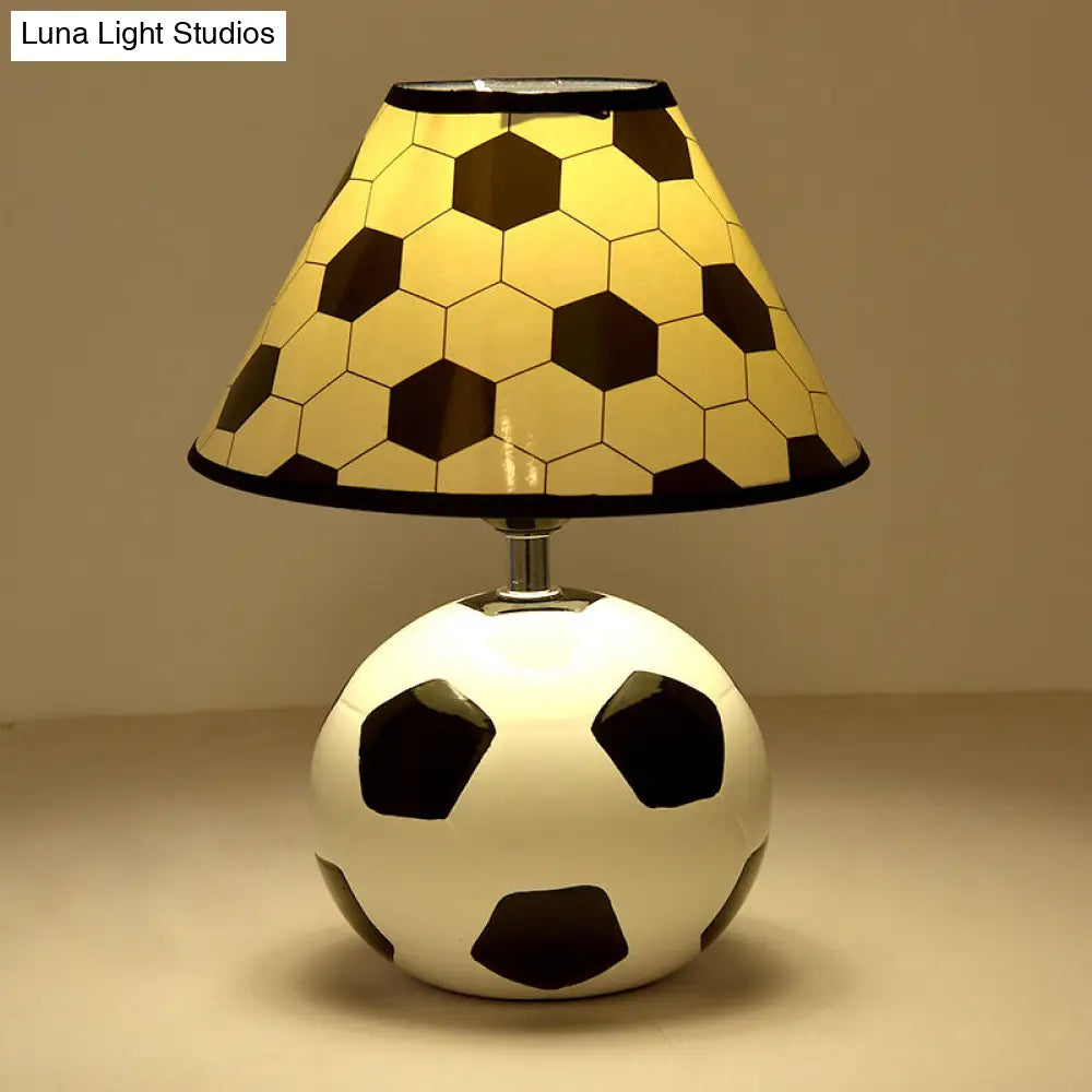 Sleek Ceramic Single Black & White Football Table Lamp For Bedside