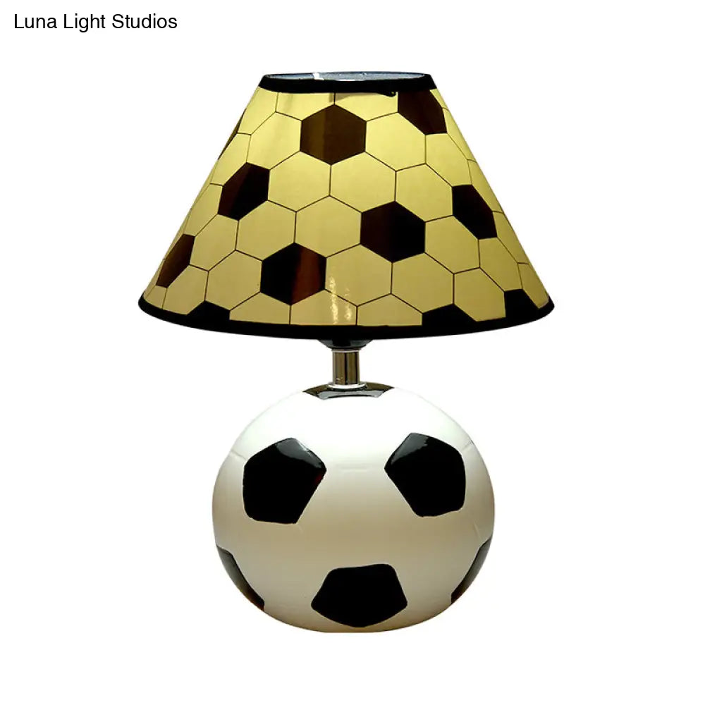 Sleek Ceramic Single Black & White Football Table Lamp For Bedside