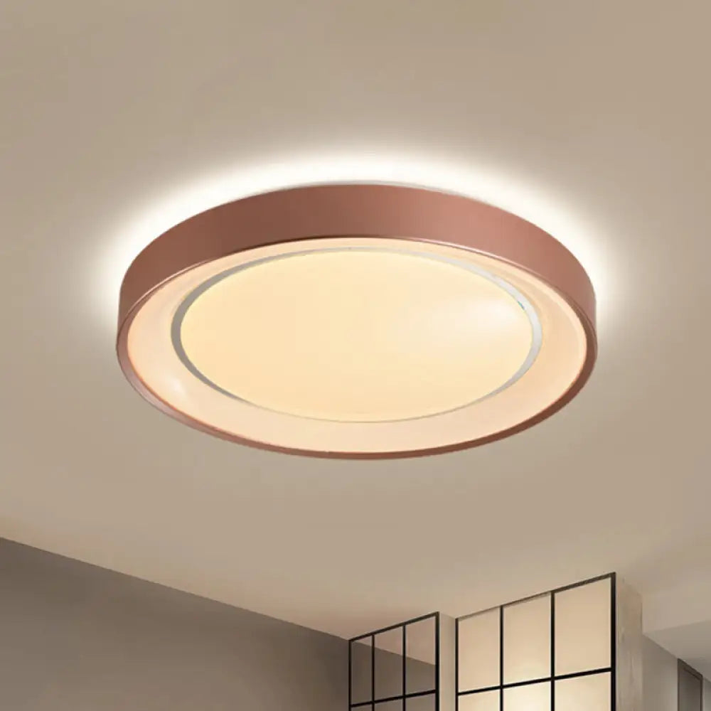 Sleek Champagne Flush Mount Led Ceiling Lamp - 19.5’ Dia Simplicity Metallic Light