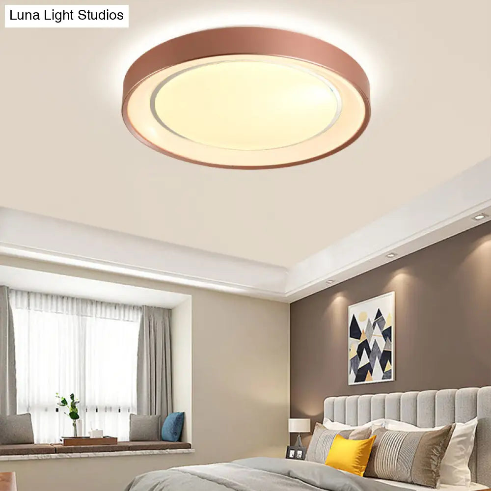 Sleek Champagne Flush Mount Led Ceiling Lamp - 19.5’ Dia Simplicity Metallic Light