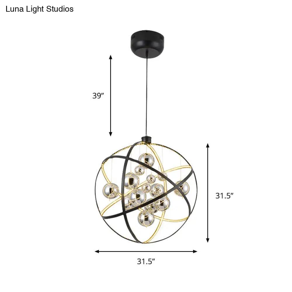 Sleek Chrome Glass Chandelier Light: 19.5/31.5 Modern Spherical Pendant Led Warm/White Light -