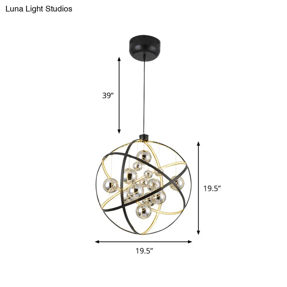 Sleek Chrome Glass Chandelier Light: 19.5/31.5 Modern Spherical Pendant Led Warm/White Light -