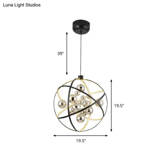 Sleek Chrome Glass Chandelier Light: 19.5/31.5 Modern Spherical Pendant Led Warm/White Light -