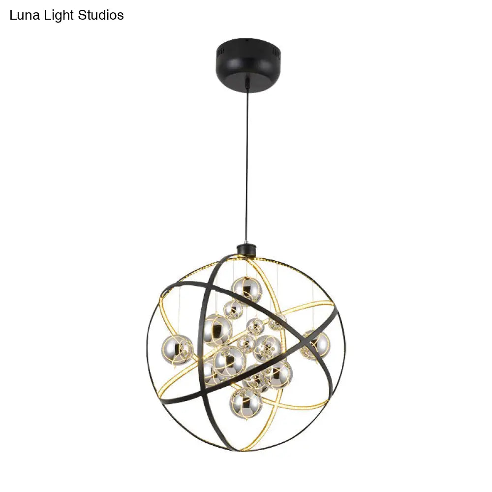 Sleek Chrome Glass Chandelier Light: 19.5/31.5 Modern Spherical Pendant Led Warm/White Light -