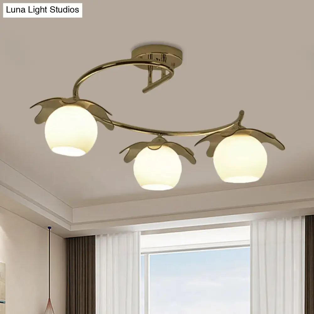 Modern Chrome Bedroom Led Ceiling Light With Globe Glass Shade