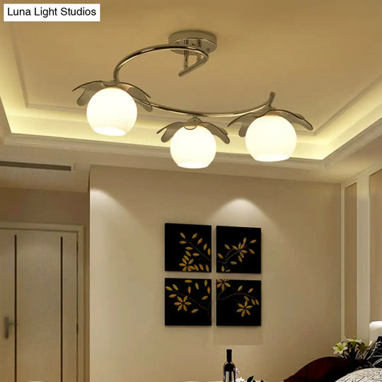 Modern Chrome Bedroom Led Ceiling Light With Globe Glass Shade