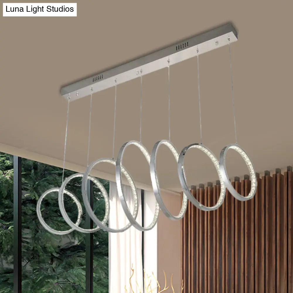 Modern Chrome Hoops Pendant Ceiling Light With Led Ideal For Kitchen