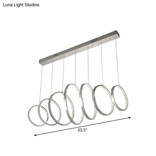 Sleek Chrome Metal Led Pendant Light With Multiple Lamps For Kitchen Ceiling