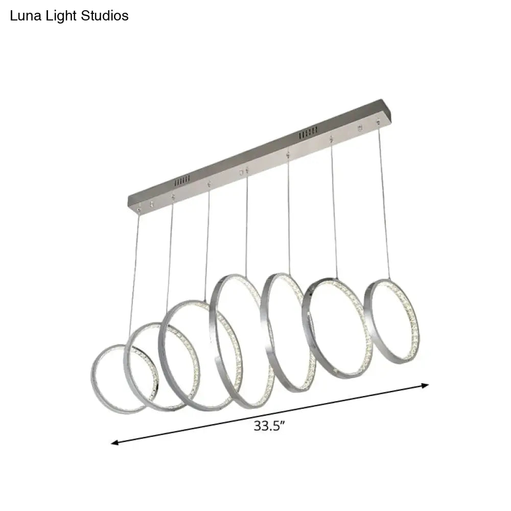 Modern Chrome Hoops Pendant Ceiling Light With Led Ideal For Kitchen