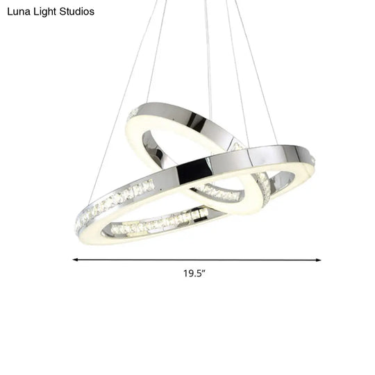 Faceted Crystal Led Chandelier Light In Chrome Ring Pendant Design - Available 3 Warm/White/Natural