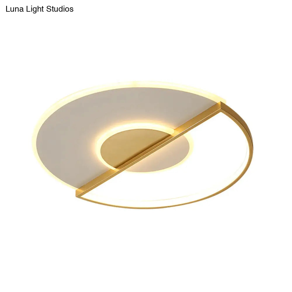 Sleek Circle Led Ceiling Lamp In Super-Thin Design Minimalist Acrylic Gold Flush-Mount Light With
