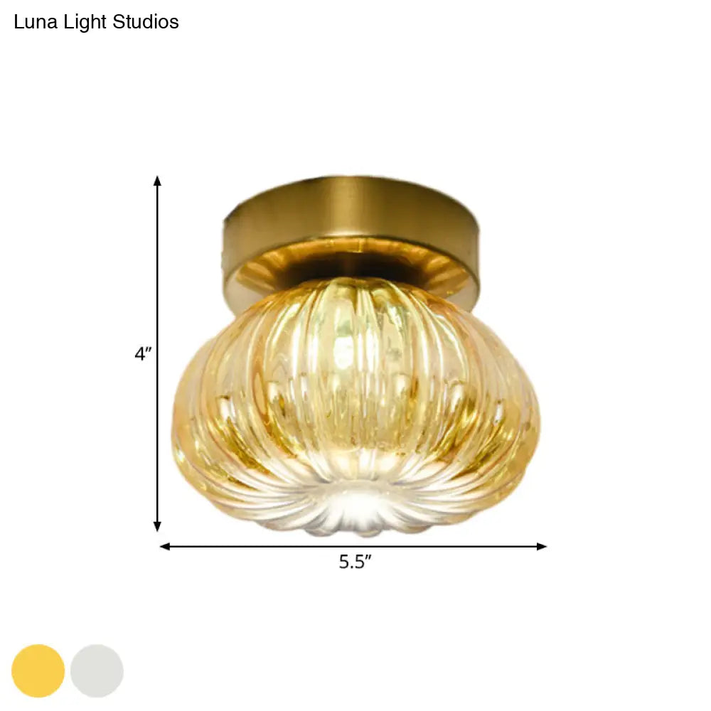 Sleek Clear/Amber Glass Led Ceiling Light Fixture - 5.5/11 W