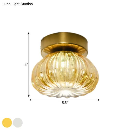 Sleek Clear/Amber Glass Led Ceiling Light Fixture - 5.5/11 W