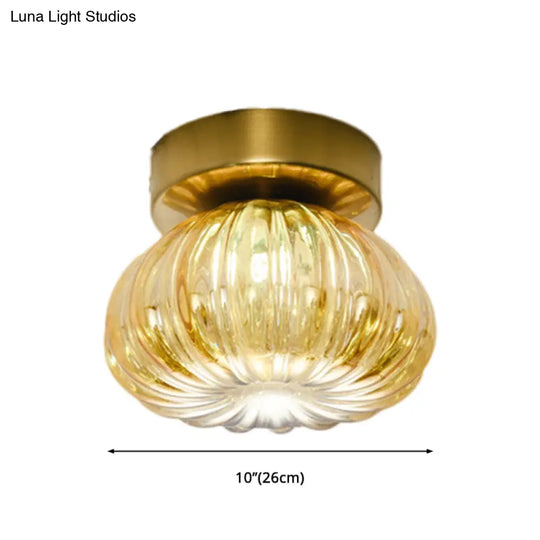 Sleek Clear/Amber Glass Led Ceiling Light Fixture - 5.5/11 W