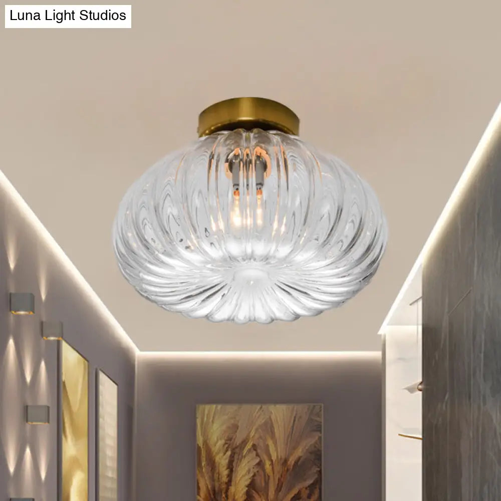 Sleek Clear/Amber Glass Led Ceiling Light Fixture - 5.5/11 W