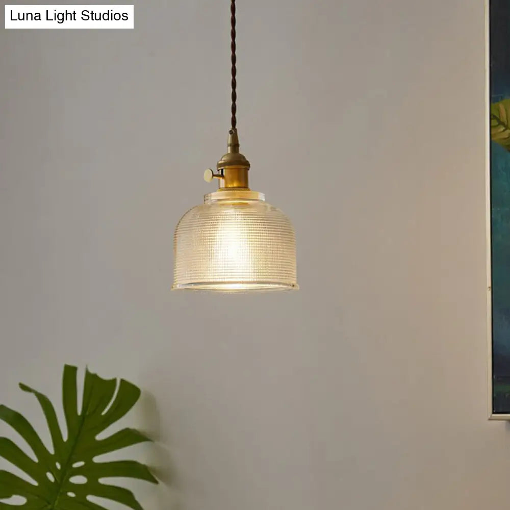 Prismatic Glass Bell Hanging Light Simplicity 1-Light Clear Ideal For Dining Rooms