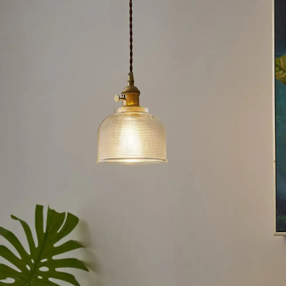 Sleek Clear Glass Bell Pendant Light - Simplicity 1-Light Hanging Fixture For Dining Room