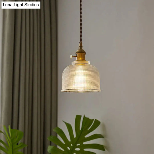 Prismatic Glass Bell Hanging Light Simplicity 1-Light Clear Ideal For Dining Rooms