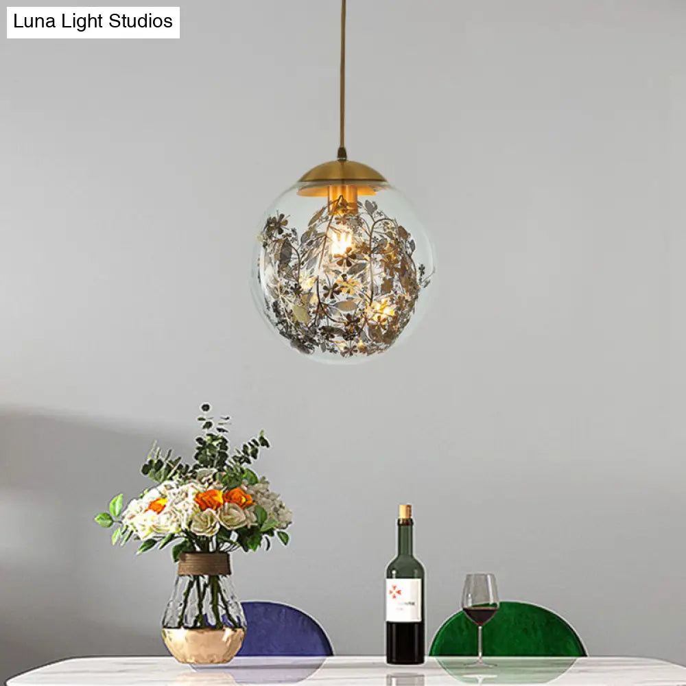 Sleek Clear Glass Pendant Light - Simplicity 1-Head Down Lighting With Brass Finish