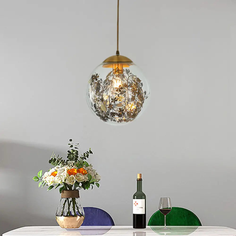 Sleek Clear Glass Pendulum Light In Brass - Simplicity 1 Head Down Lighting Pendant