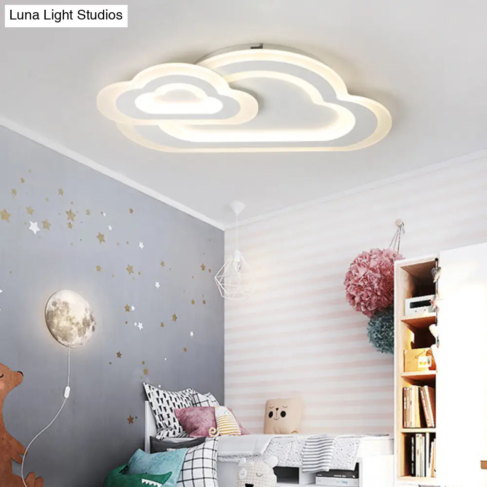 Sleek Cloud Ceiling Light: Acrylic White Led Mount For Baby Room